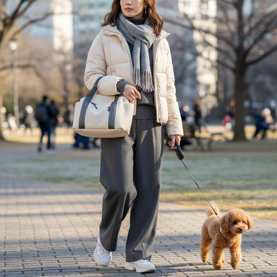 犬のお散歩バッグ【クリーム＆モカ 予約受付中】